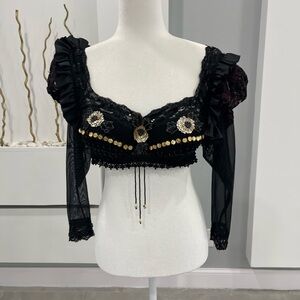 Elegant Black Lace Women's Top